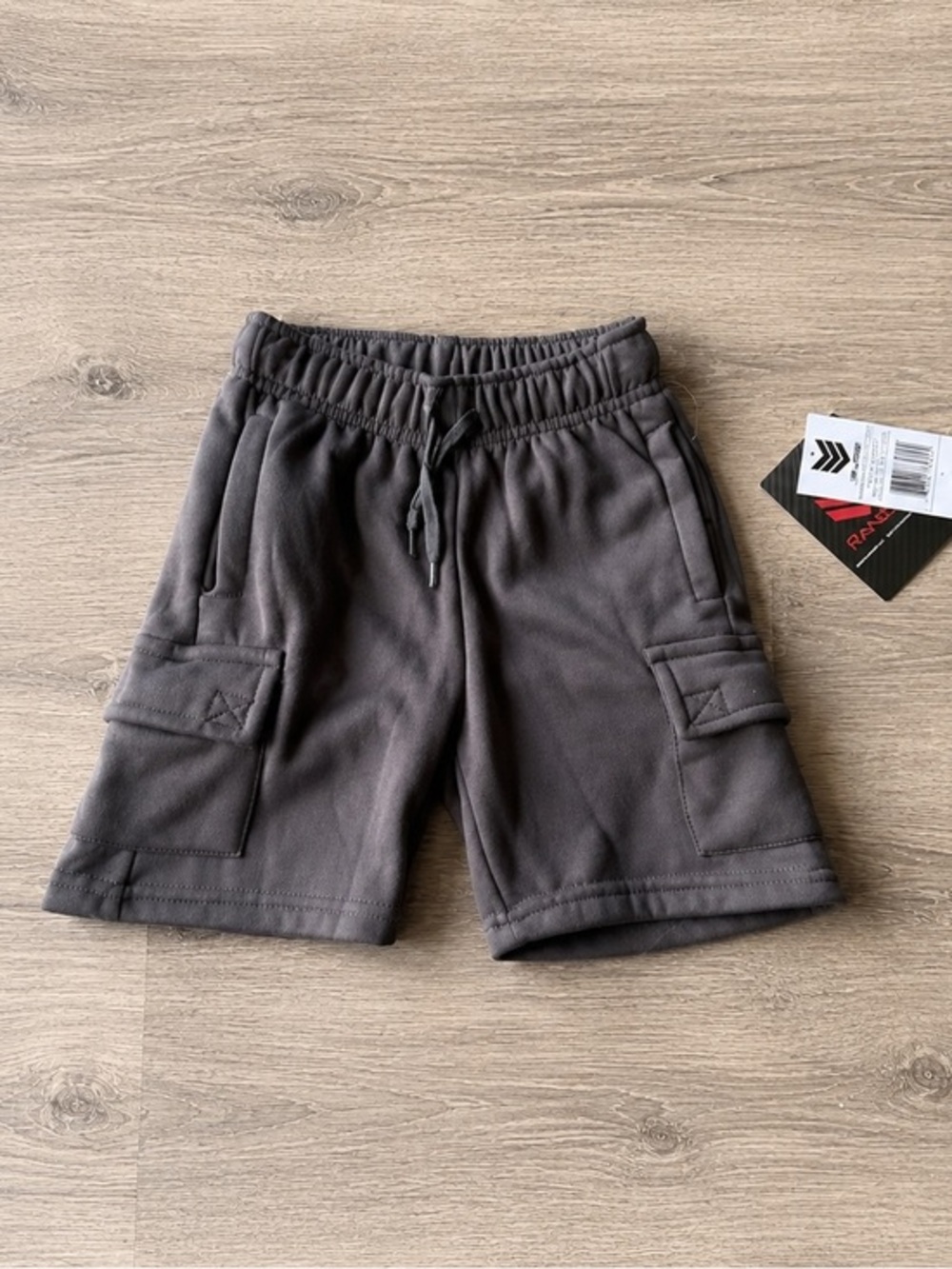 NWT Range Boys Cargo Shorts Size 4 Gray Performance Drawstring Pocket Shorts